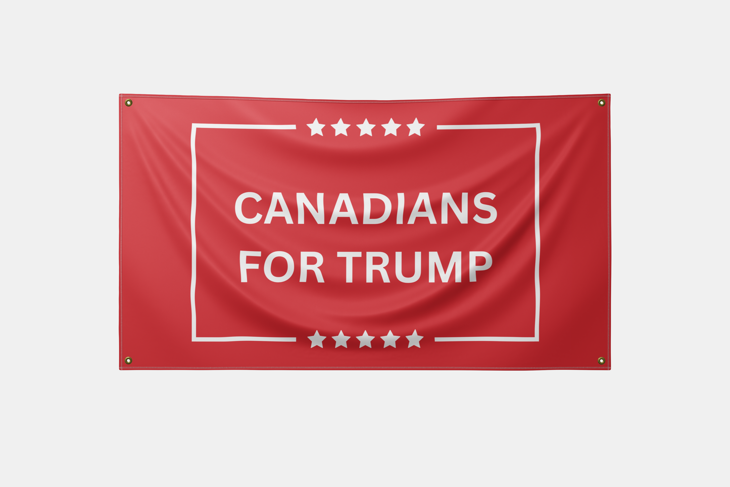 Canadians for Trump flag - Red banner with white stars and bold lettering