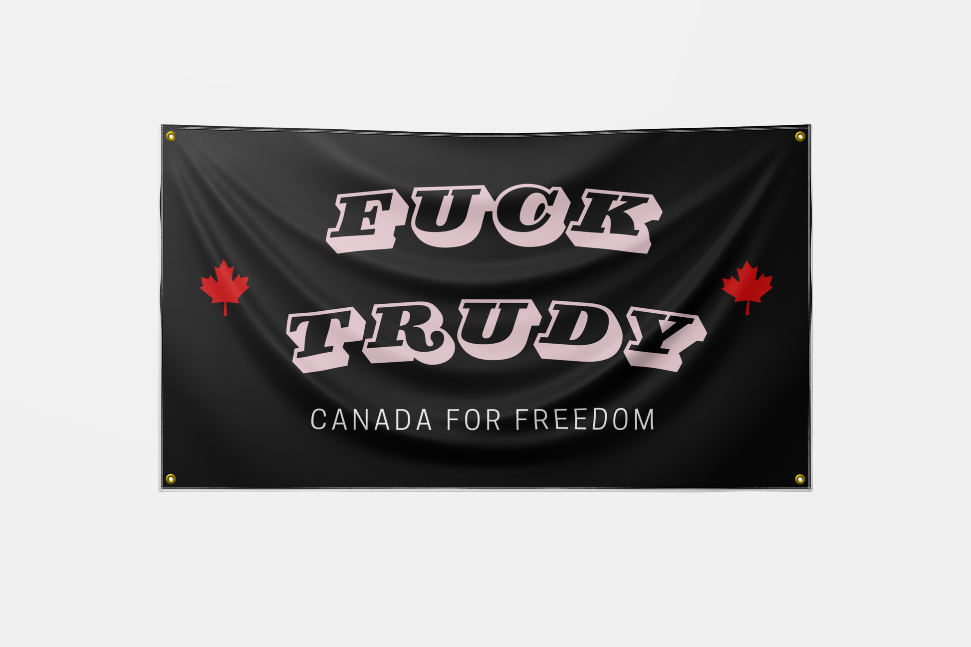 F Trudy Flag featuring bold lettering, made from high-quality polyester with reinforced grommets, designed to express strong disgust and make a clear statement.